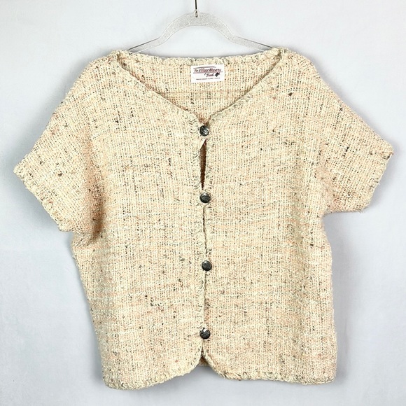 THE VILLAGE WEAVERY | 🧶Pale Pink Hand-Woven Wool Blend Short-Sleeved Sweater - Picture 7 of 14